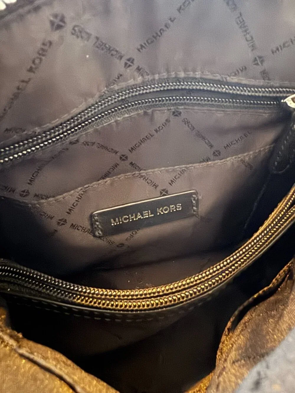 Michael Kors Sadie Metallic Leather Satchel (Used)